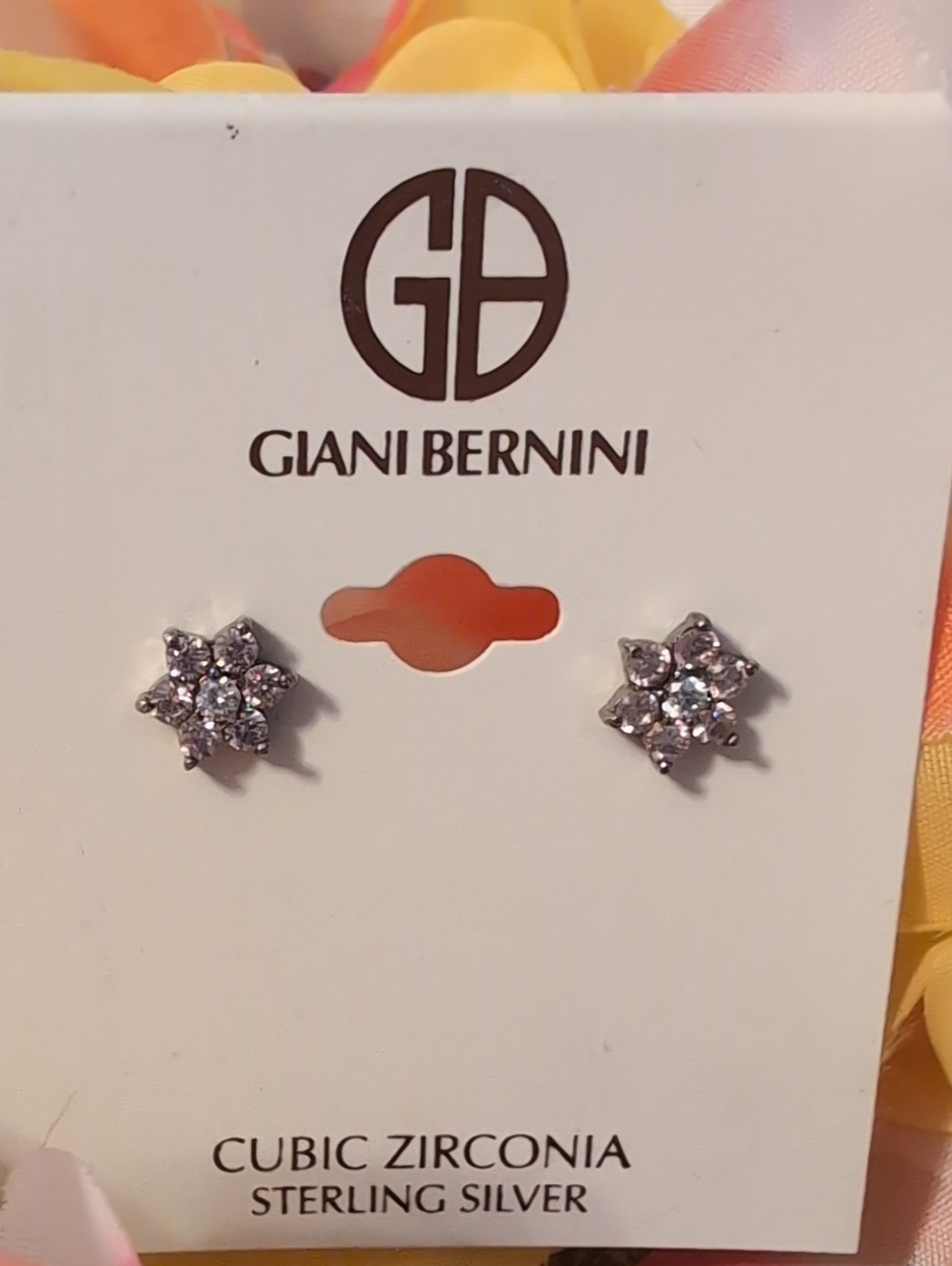 Giani Bernini Sterling Silver Pink Cubic Zirconia Flower Stud Earrings